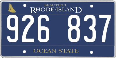 RI license plate 926837