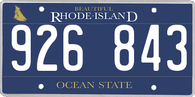 RI license plate 926843