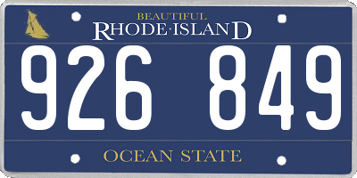 RI license plate 926849