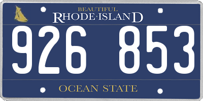 RI license plate 926853
