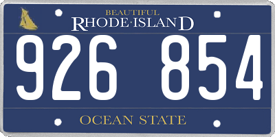 RI license plate 926854