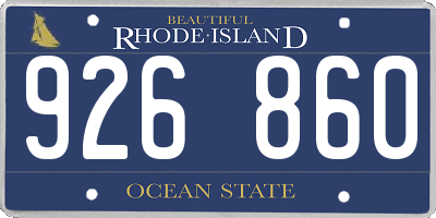 RI license plate 926860