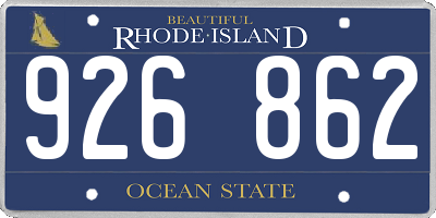 RI license plate 926862