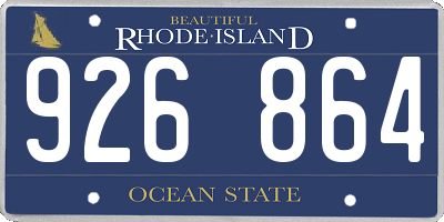 RI license plate 926864