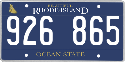 RI license plate 926865