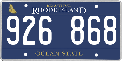 RI license plate 926868