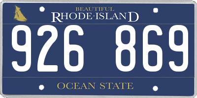 RI license plate 926869