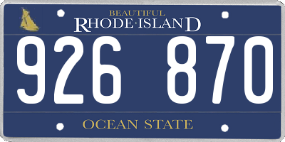 RI license plate 926870