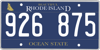 RI license plate 926875