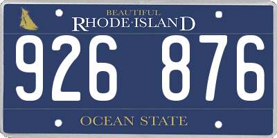 RI license plate 926876