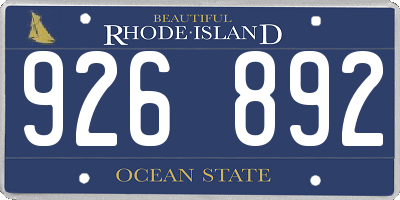 RI license plate 926892