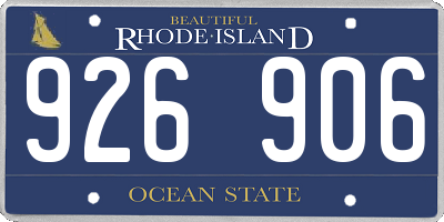 RI license plate 926906