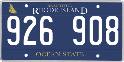 RI license plate 926908