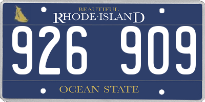 RI license plate 926909