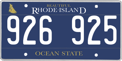 RI license plate 926925