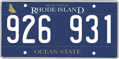 RI license plate 926931