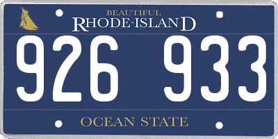 RI license plate 926933
