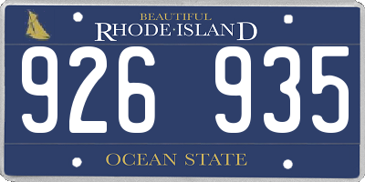 RI license plate 926935