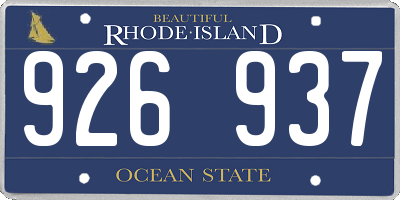 RI license plate 926937