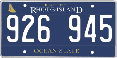 RI license plate 926945
