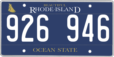 RI license plate 926946