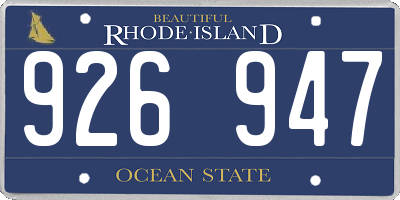 RI license plate 926947