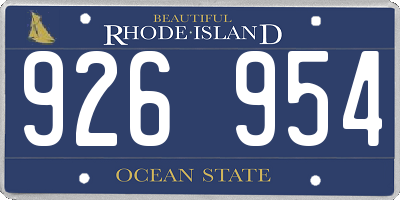 RI license plate 926954