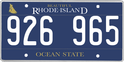 RI license plate 926965