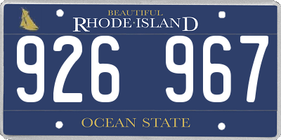 RI license plate 926967