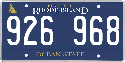 RI license plate 926968