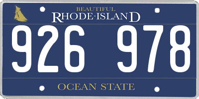 RI license plate 926978