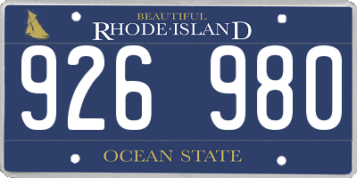 RI license plate 926980