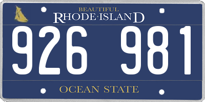 RI license plate 926981