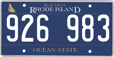 RI license plate 926983