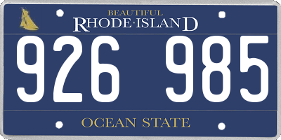 RI license plate 926985