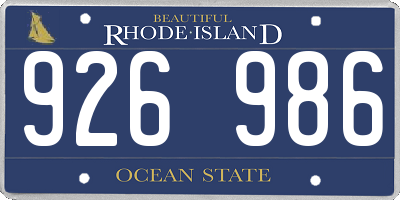 RI license plate 926986
