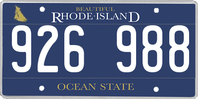 RI license plate 926988