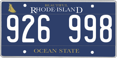 RI license plate 926998