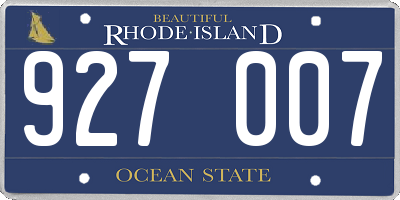 RI license plate 927007