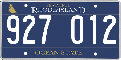 RI license plate 927012