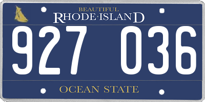 RI license plate 927036
