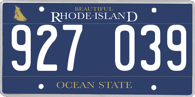 RI license plate 927039