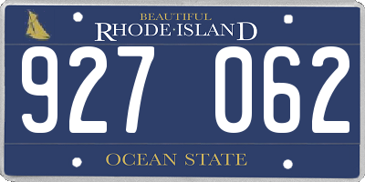 RI license plate 927062