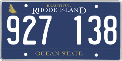 RI license plate 927138