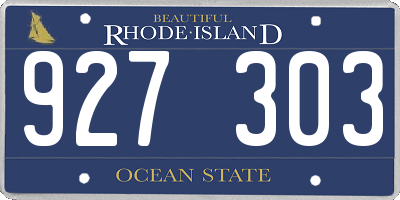 RI license plate 927303