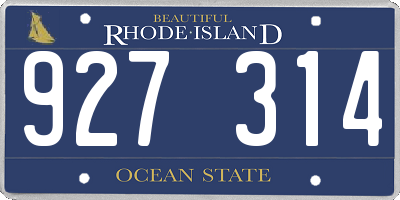 RI license plate 927314