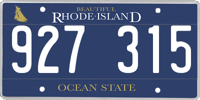 RI license plate 927315