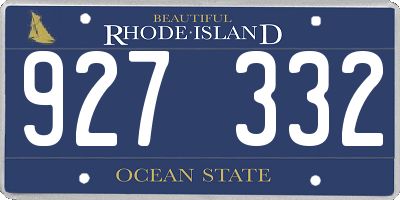 RI license plate 927332