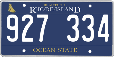 RI license plate 927334