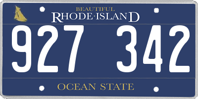 RI license plate 927342